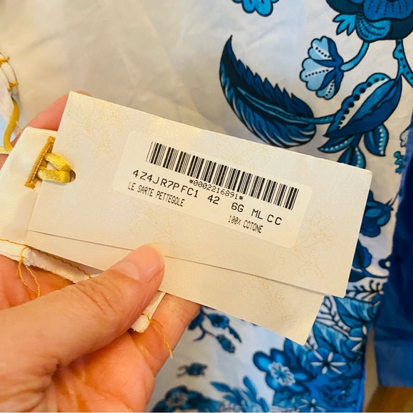 LE SARTE PETTEGOLE NWT White Blue Floral Long Sleeve Popover - Picture 4 of 6